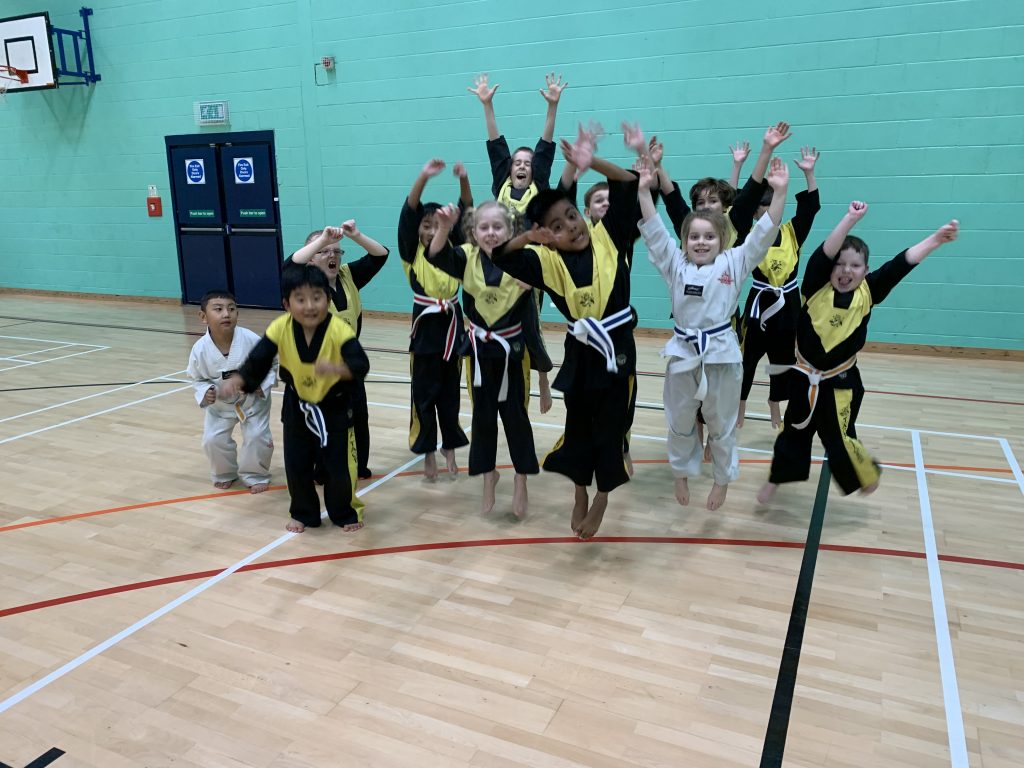 MPowered MA Tigers programme, jumping because they enjoy our childrens martial arts sessions.