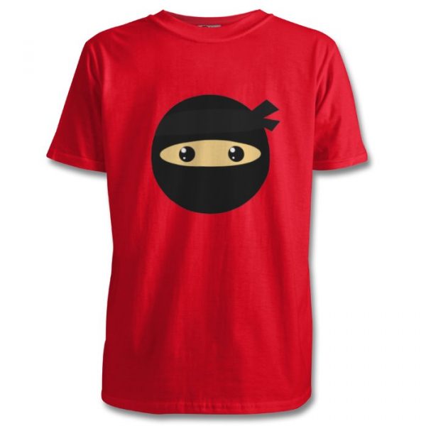ninja face on red t-shirt