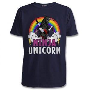 ninja unicorn on navy t-shirt