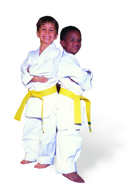 Martial Arts kids standing back to back
